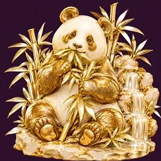 Panda eating bamboo — Lucky Hills
